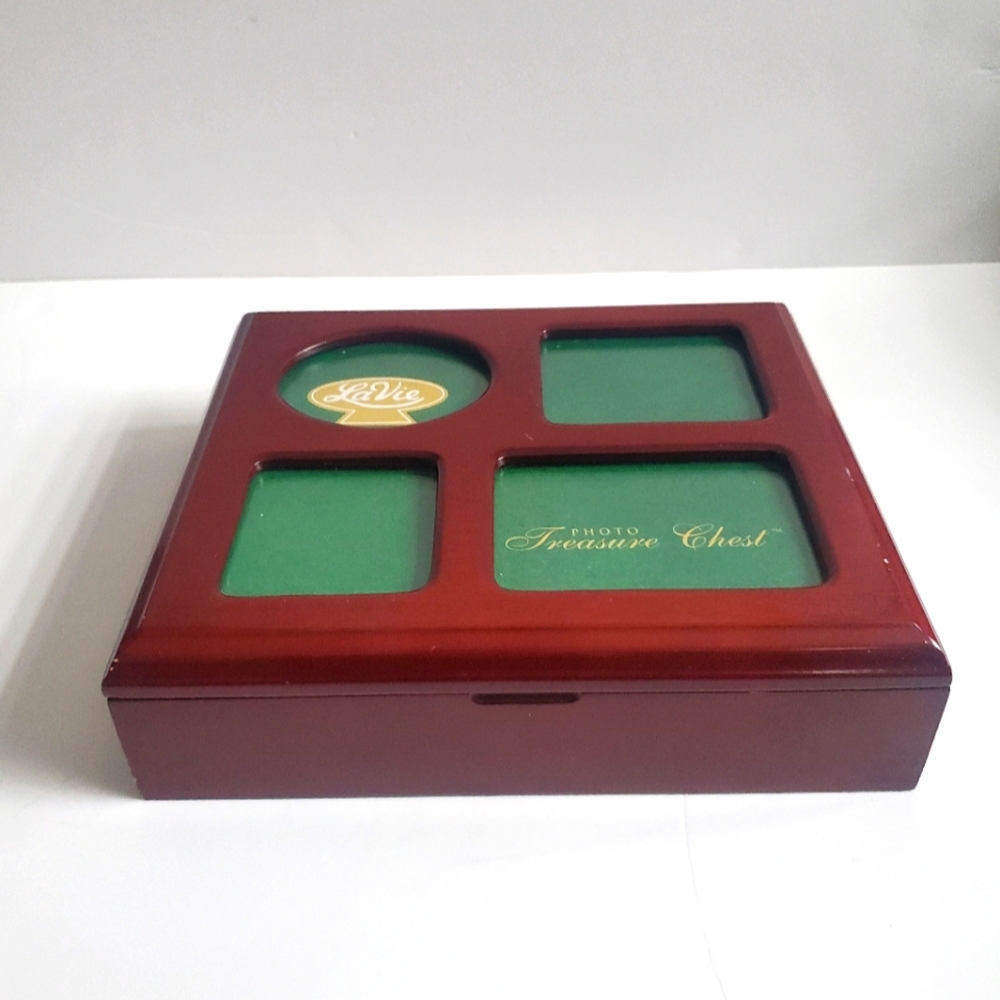 Vintage Wooden Box Storage Velvet Inside Photo Frame Cover Jewellery Box MCM